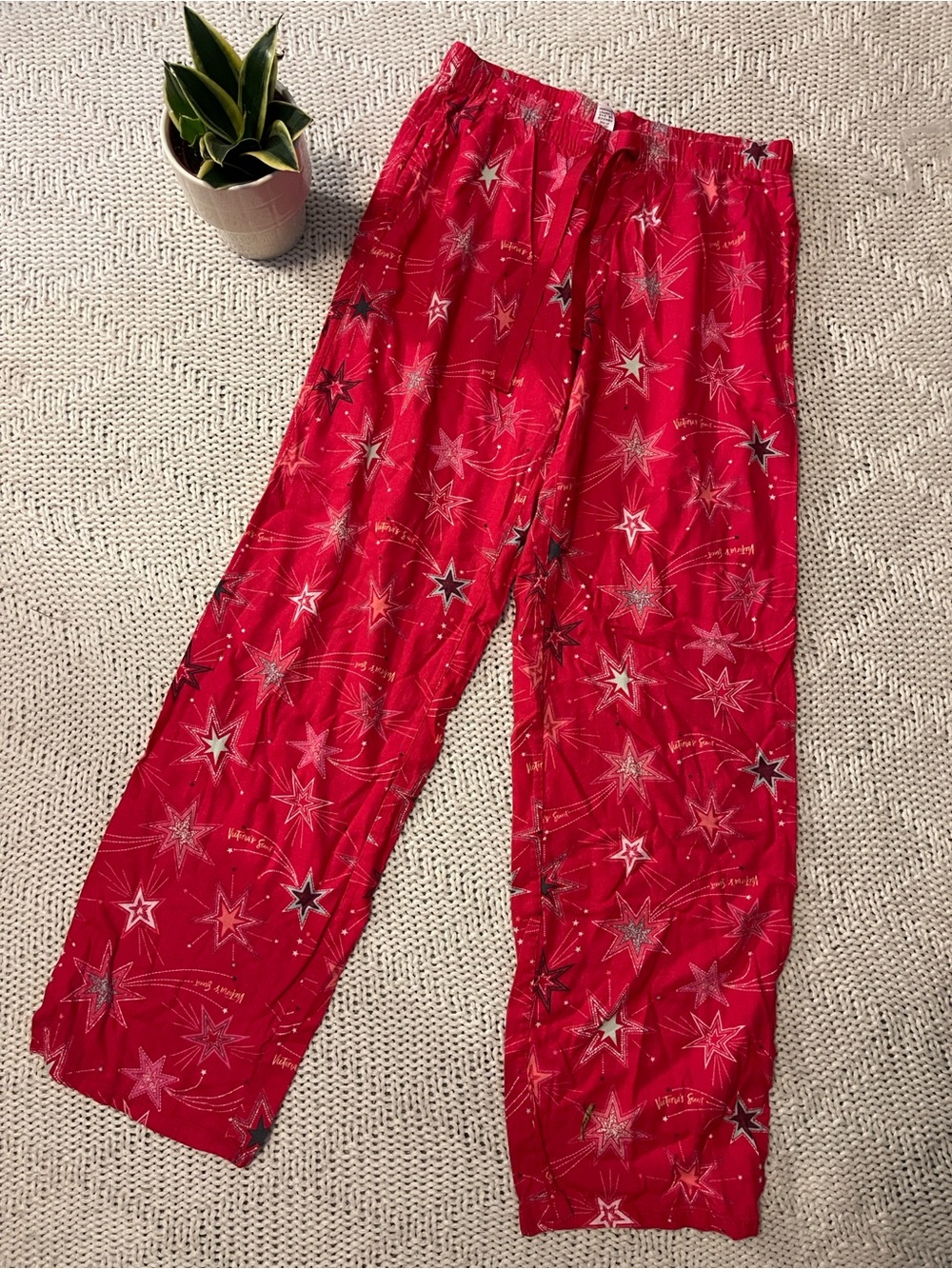 Victoria’s Secret Pink Star Print Pajama Pants XS/P Red Lounge Sleep Pants